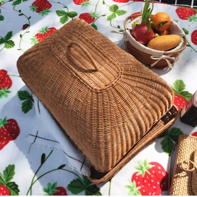 Food Snacks With Fiber - Retro Imitation Rattan Meal Cover Square