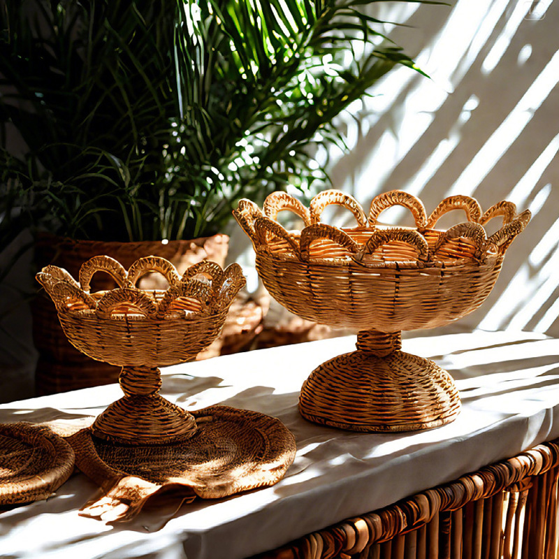 Rattan Pedestal Fruit Bowl Hig - đánh giá và giá Food Snacks With Fiber