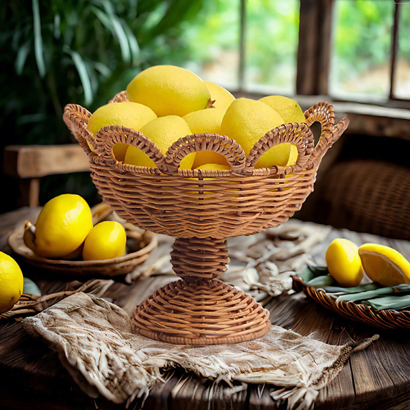 Rattan Pedestal Fruit Bowl Hig - đánh giá và giá Food Snacks With Fiber
