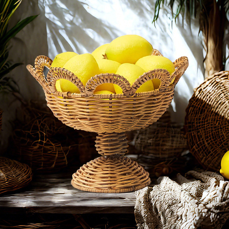 Rattan Pedestal Fruit Bowl Hig - đánh giá và giá Food Snacks With Fiber