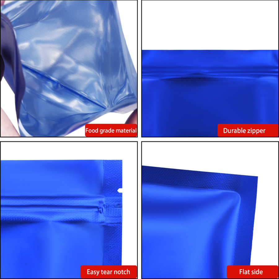 100pcs Matte Blue Foil Zipper  - đánh giá và giá Snacks Food In Us