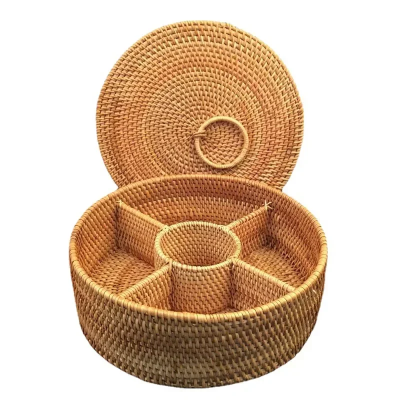 Natural Rattan Box 5 Grid Hand - đánh giá và giá Food Snacks With Fiber